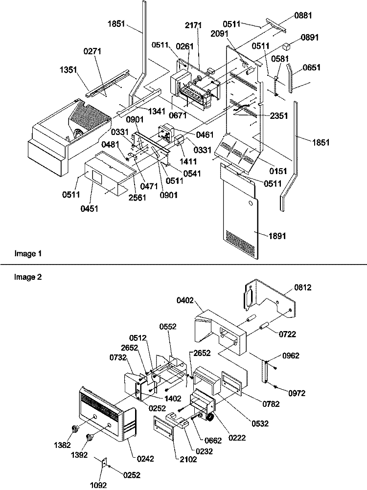 Ice Maker / Control Assy Diagram and Parts List for SRD528VW P1320402W W Amana Refrigerator