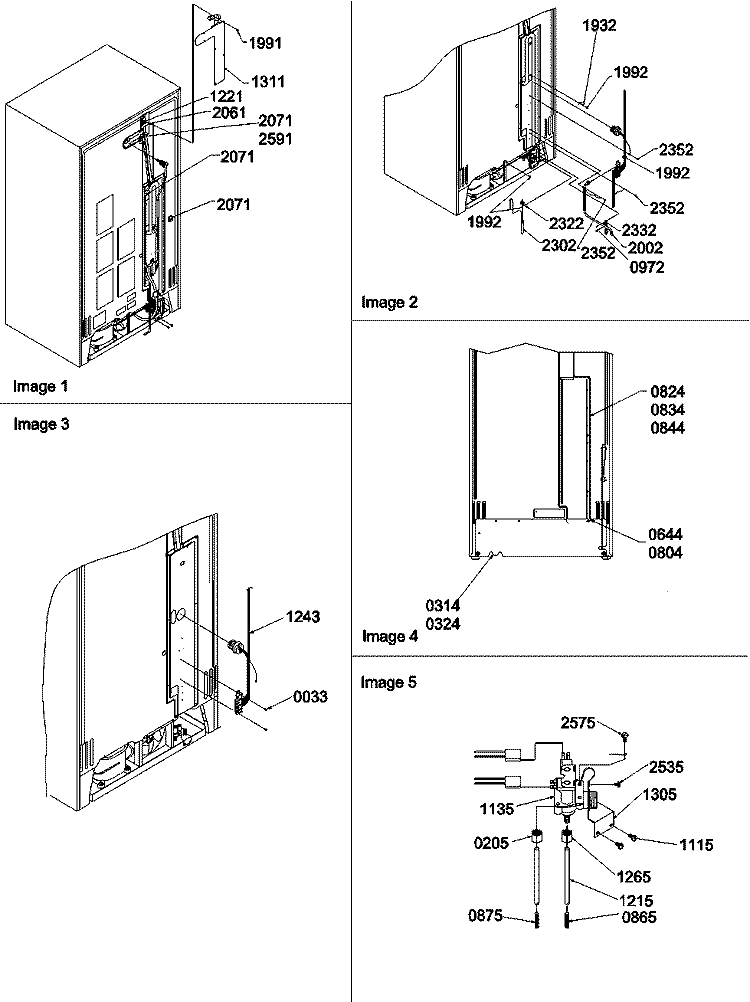 Cabinet Back Diagram and Parts List for SBD522VE P1320303W E Amana Refrigerator