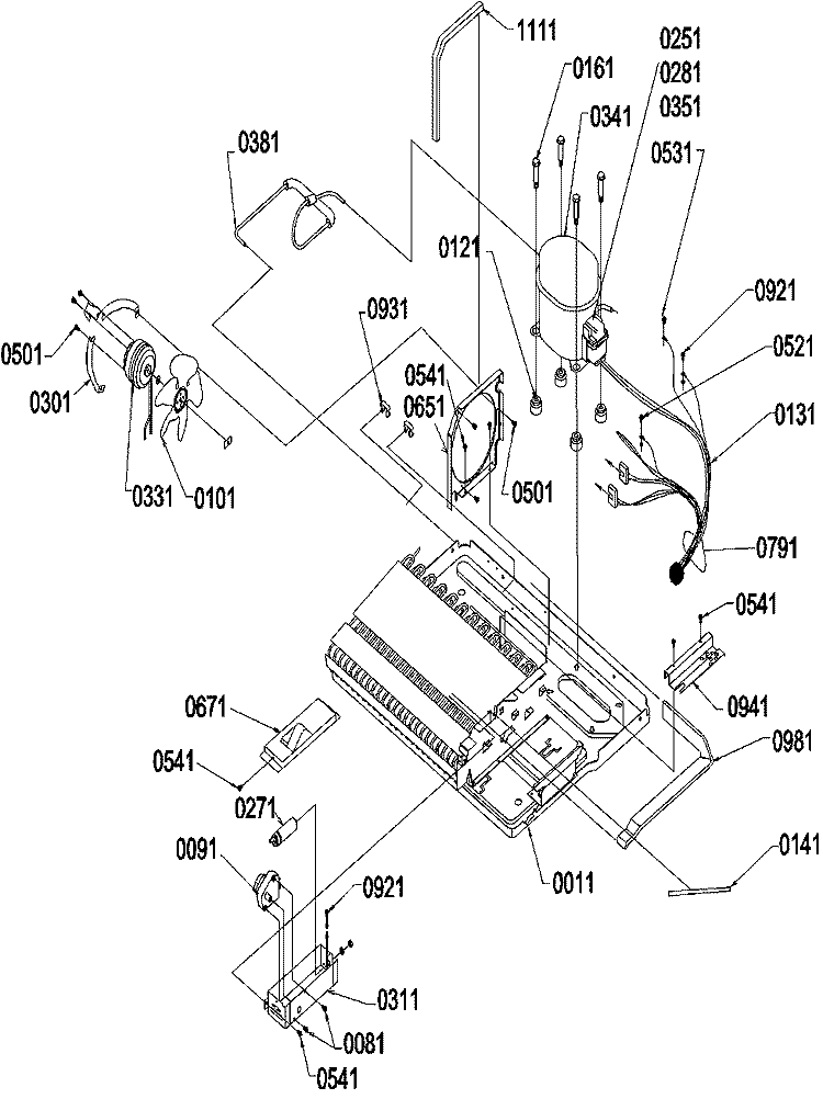 Machine Compartment & Muffler Assy Diagram and Parts List for SBD522VE P1320303W E Amana Refrigerator