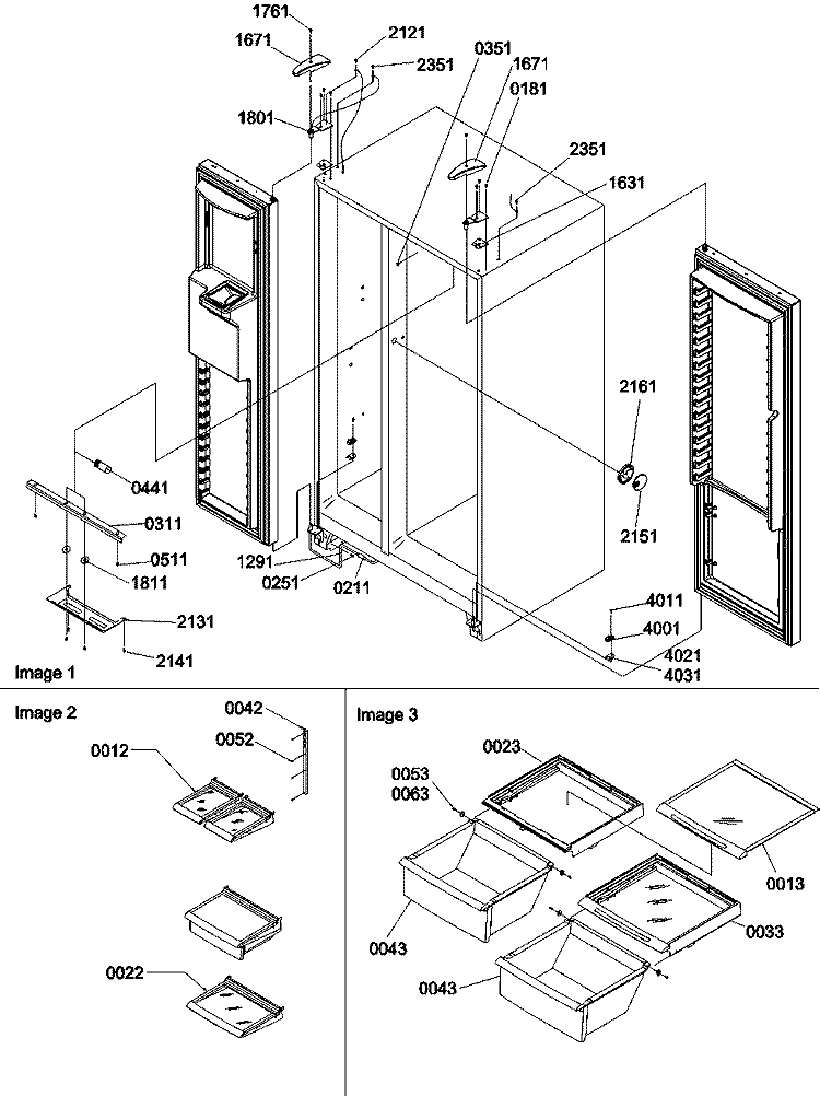 Refrigerator / Freezer Lights and Hinges Diagram and Parts List for SRDE528VW P1320403W W Amana Refrigerator