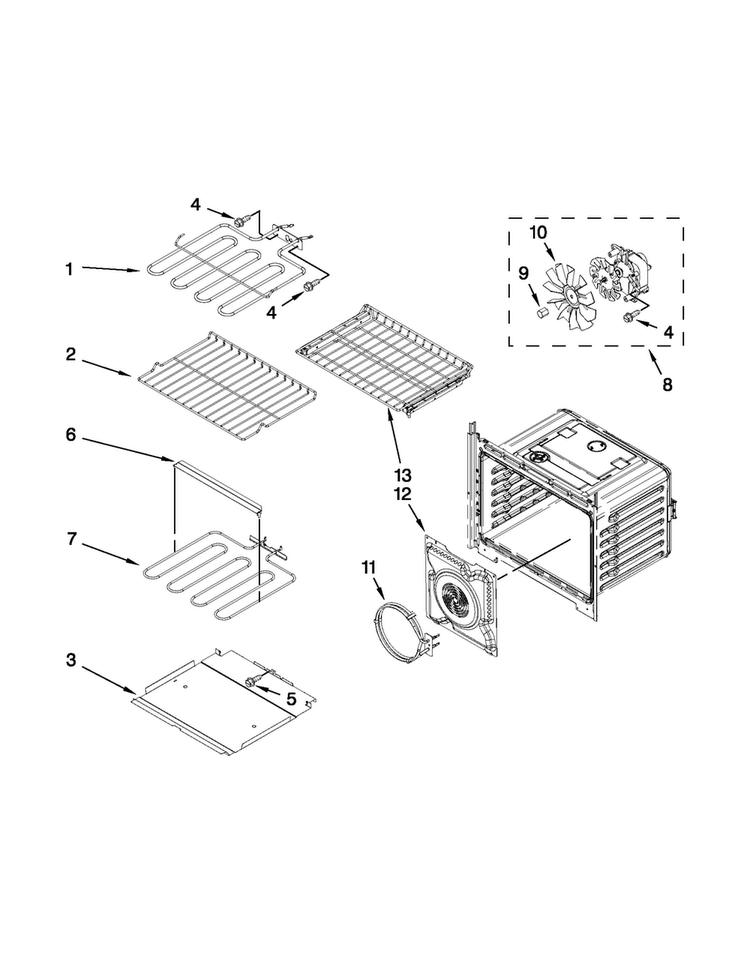Internal Oven Parts Diagram and Parts List for MMW9730AB01  Maytag Microwave
