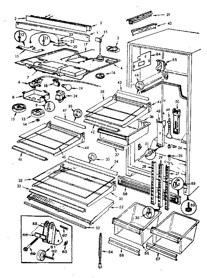 Fresh Food Compartment Diagram and Parts List for JRT191B M9C64B Jenn-Air Refrigerator