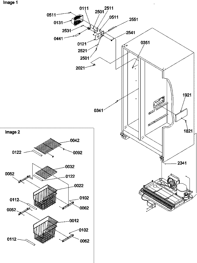 Freezer Shelves and Lights Diagram and Parts List for SRDE528VW P1320403W W Amana Refrigerator