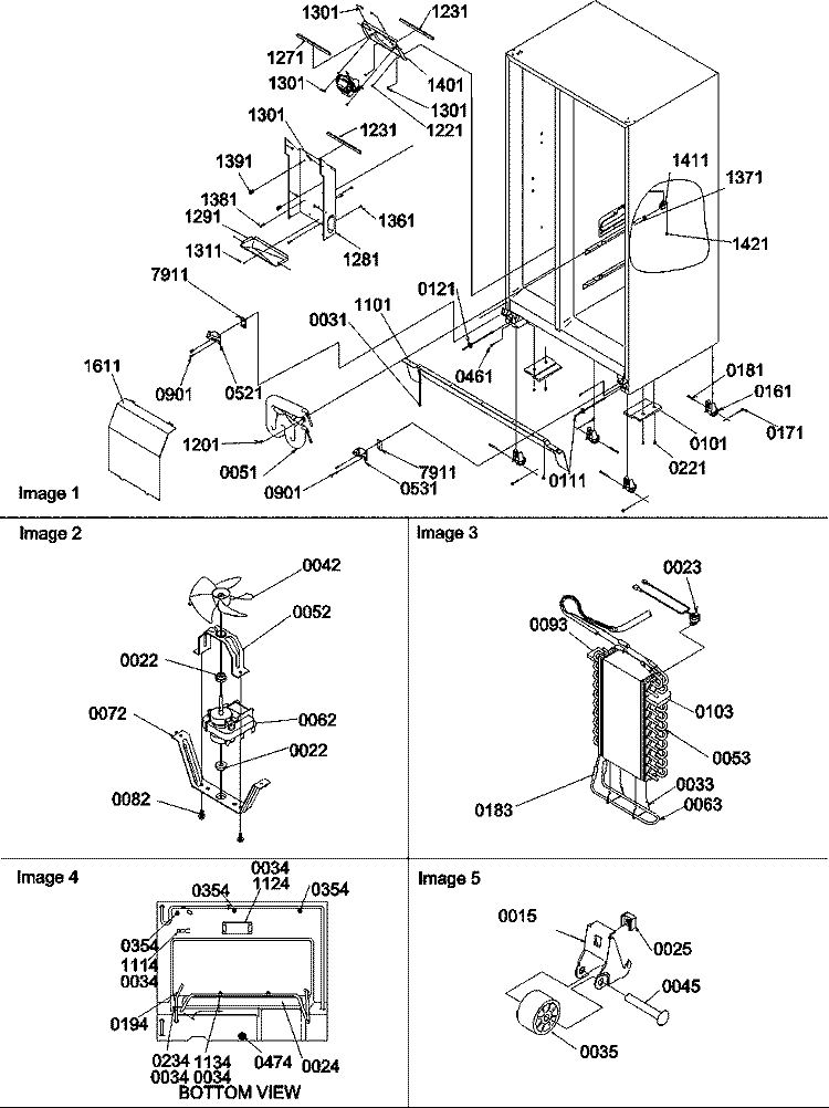 Drain Systems, Rollers, and Evap Assy Diagram and Parts List for SRDE528VW P1320403W W Amana Refrigerator