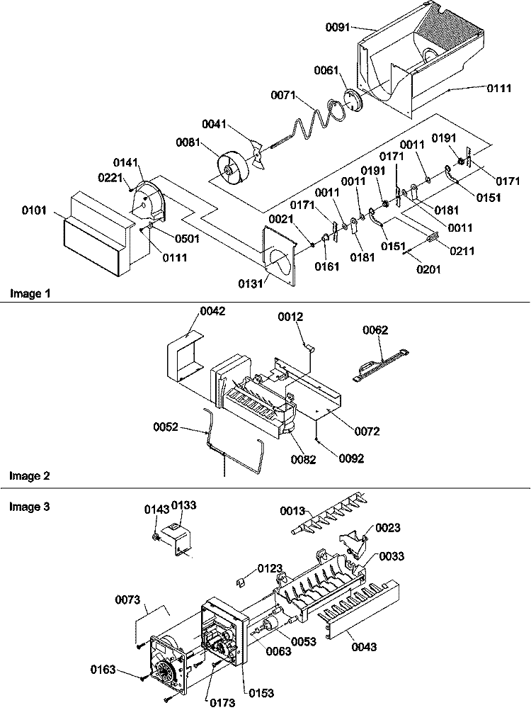 Ice Bucket Auger and Ice Maker Parts Diagram and Parts List for SRDE528VW P1320403W W Amana Refrigerator
