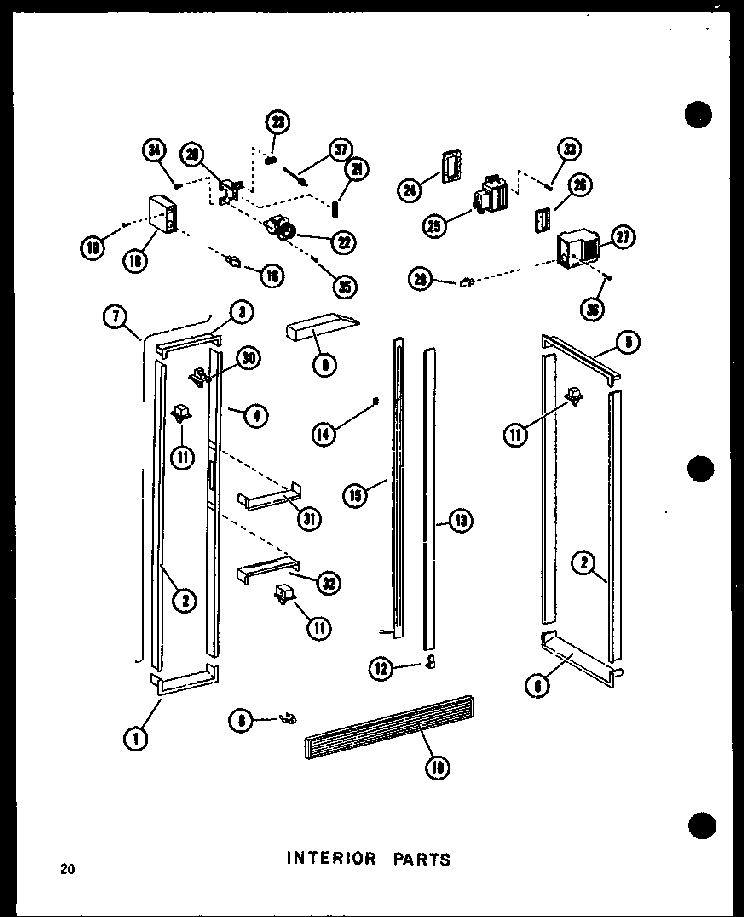Interior Parts Diagram and Parts List for SRI519D-P73900-19W  Amana Refrigerator