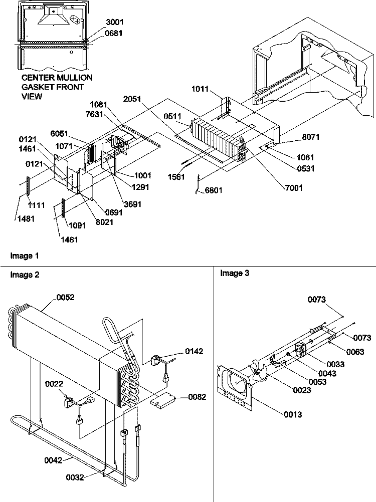Evaporator and Fan Motor Assemblies Diagram and Parts List for TR525VW P1322701W W Amana Refrigerator
