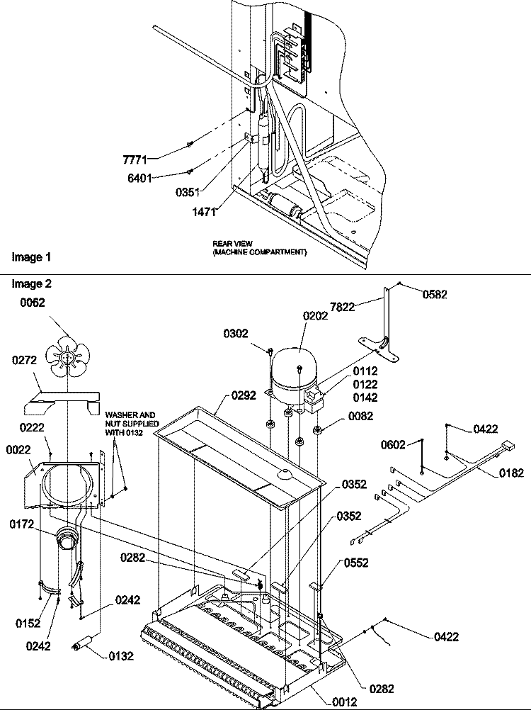 Machine Compartment Diagram and Parts List for TR525VW P1322701W W Amana Refrigerator