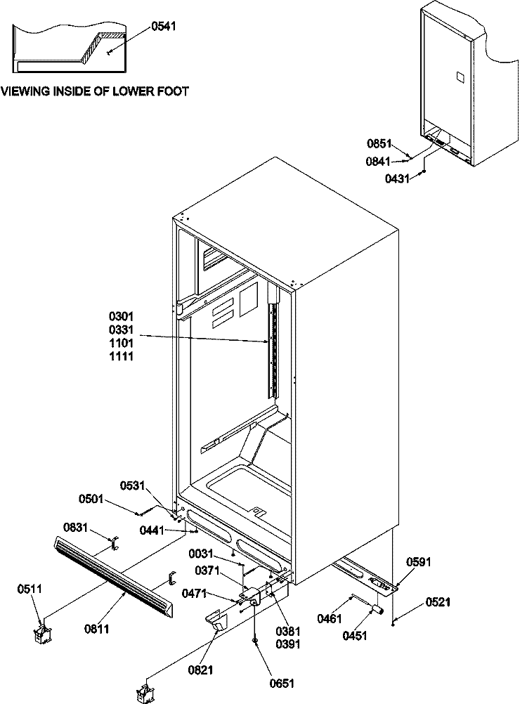 Ladders, Lower Cabinet and Rollers Diagram and Parts List for TR525VW P1322701W W Amana Refrigerator