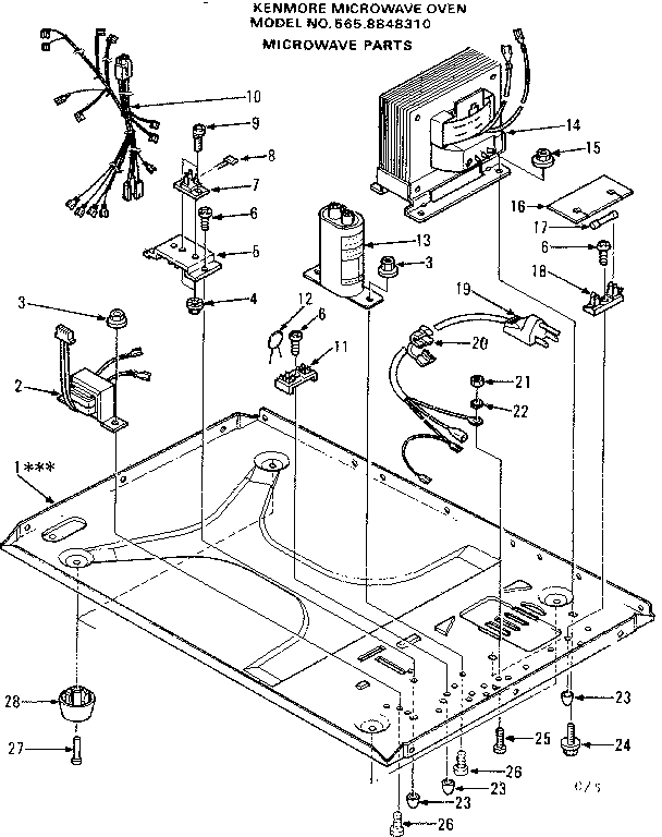 Microwave Parts Diagram and Parts List for 5658848310  Kenmore Microwave