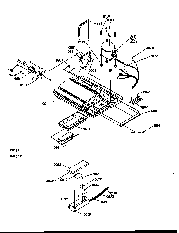 Machine Compartment Diagram and Parts List for 57089-P1190814WE  Amana Refrigerator