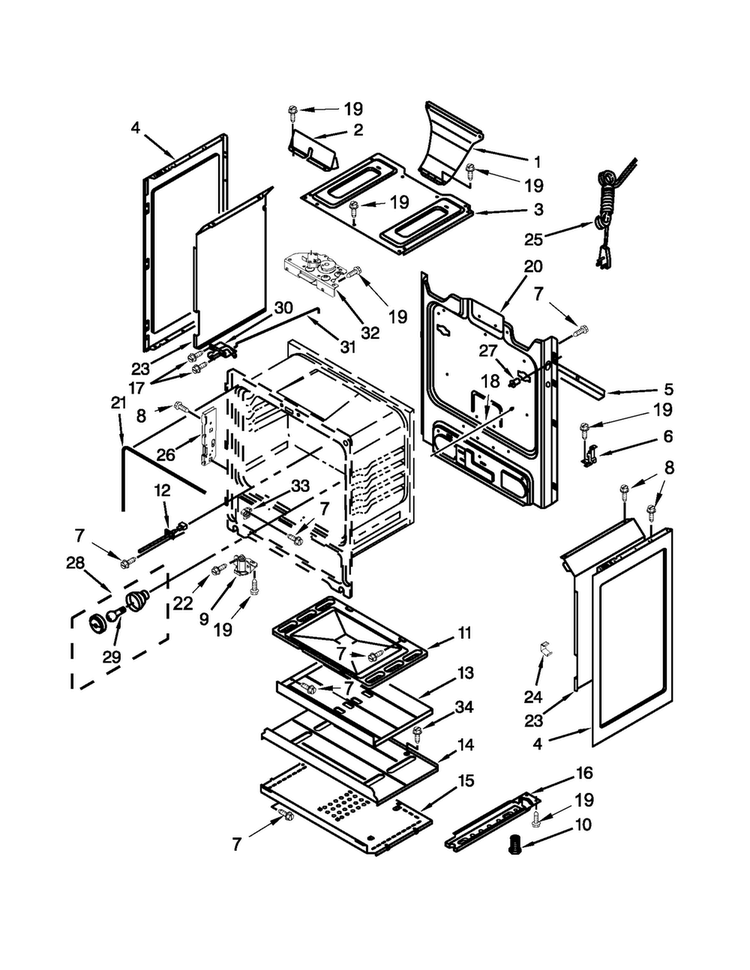 Chassis Parts Diagram and Parts List for MGR7661WB3  Maytag Range