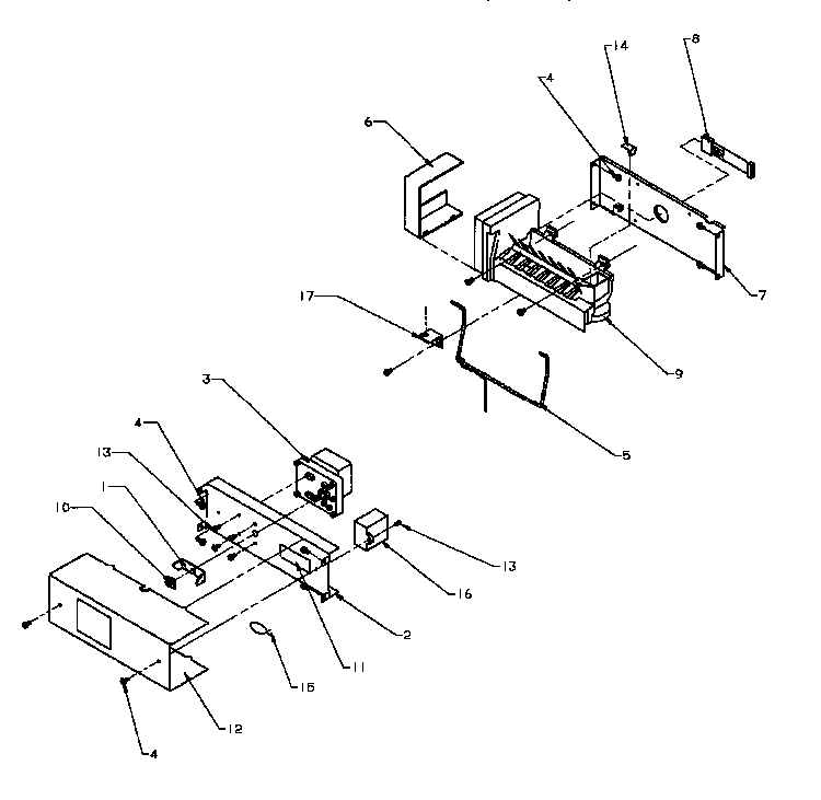 Ice Bucket And Ice Maker Diagram and Parts List for SXDE27QE-P1162208WE  Amana Refrigerator
