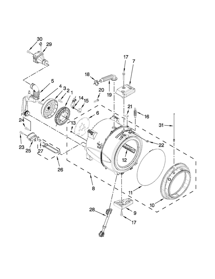 Tub And Basket Parts Diagram and Parts List for MHW7000XR0  Maytag Washer