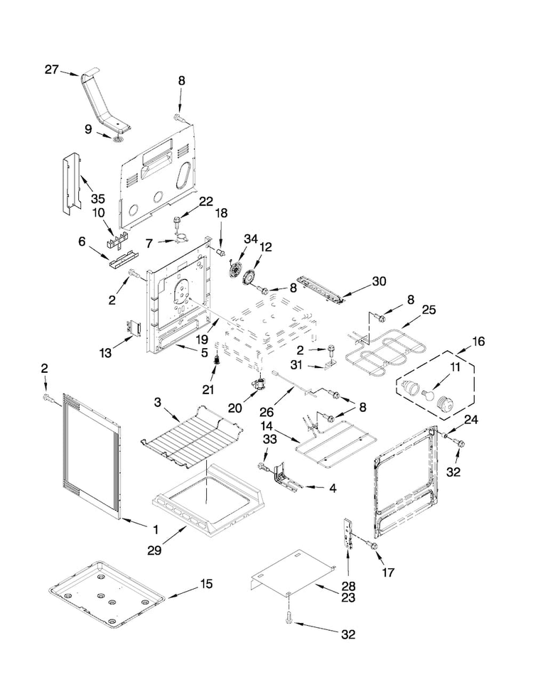 Chassis Parts Diagram and Parts List for MER8775AB0  Maytag Range