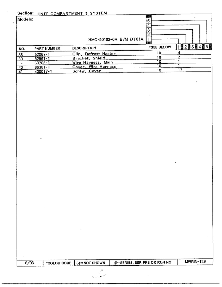 Unit Compartment And System Page 3 Diagram and Parts List for 50103-0A  Admiral Refrigerator