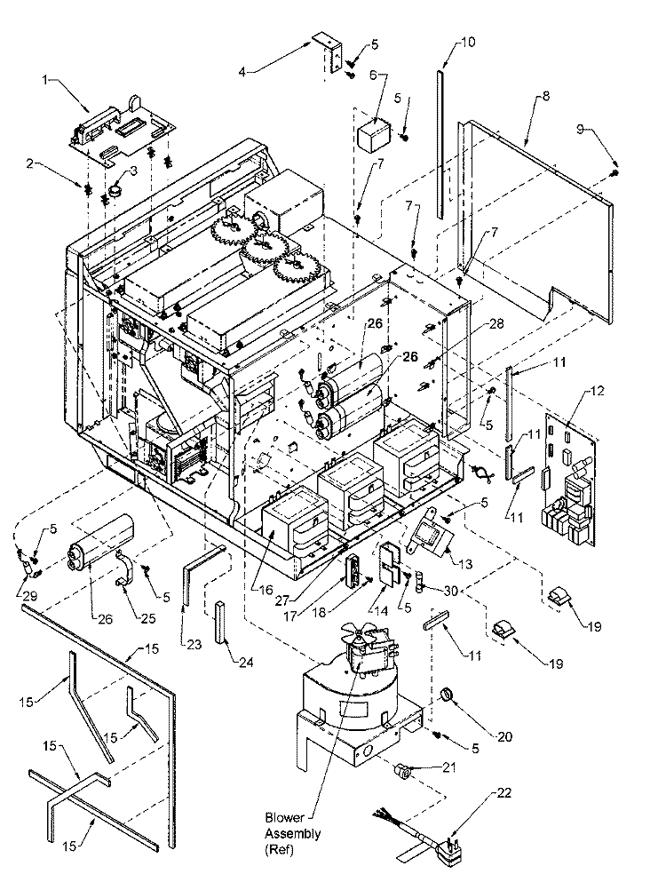 CHASSIS ASSEMBLY PARTS Diagram and Parts List for RC22MPS P1107906M Amana Microwave