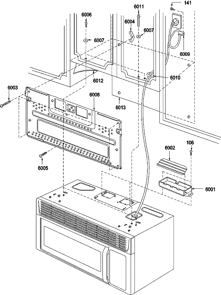 Installation Parts Diagram and Parts List for MVH340L P1319508M Amana Microwave