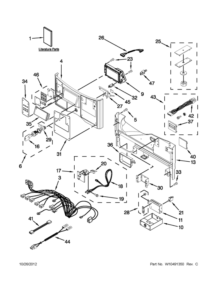 Control Panel Parts Diagram and Parts List for MLE20PDBGW0  Maytag Washer Dryer Combo