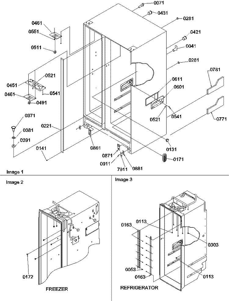 Cabinet Parts Diagram and Parts List for SRD23VW P1315306W W Amana Refrigerator