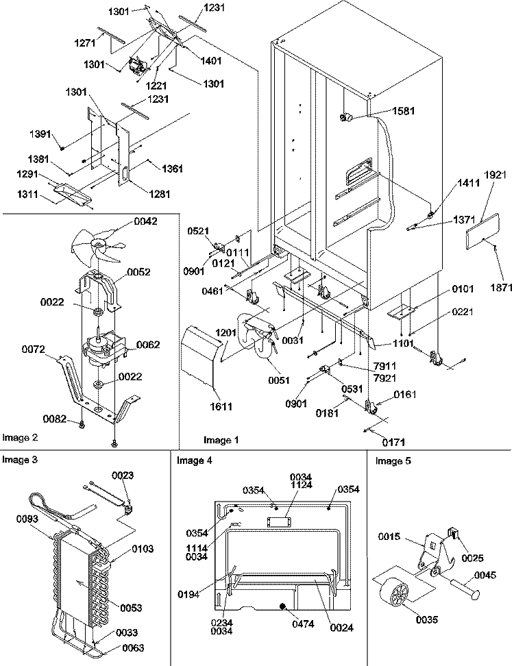 Drain, Rollers and Evap Assy Diagram and Parts List for SRD23VW P1315306W W Amana Refrigerator