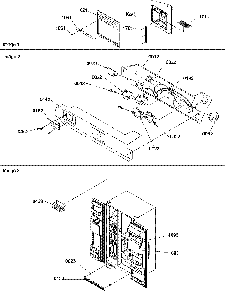 FACADE DISPENSER COVER, ELEC BRKT ASSY Diagram and Parts List for SZD26VL P1315207W L Amana Refrigerator