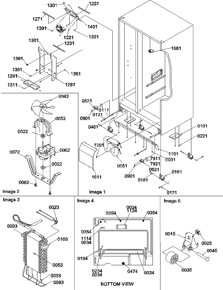 DRAIN, ROLLERS, AND EVAP ASSY Diagram and Parts List for SZD26VL P1315207W L Amana Refrigerator