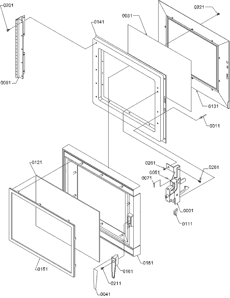 Door Assy Diagram and Parts List for RCS820BL P1140405M Amana Microwave
