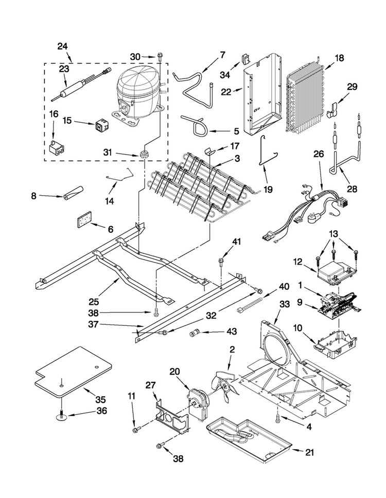 Unit Parts Diagram and Parts List for MSD2559XEB01  Maytag Refrigerator