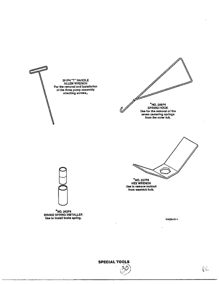 Special Tools Diagram and Parts List for 6497-LW-9203  Amana Washer