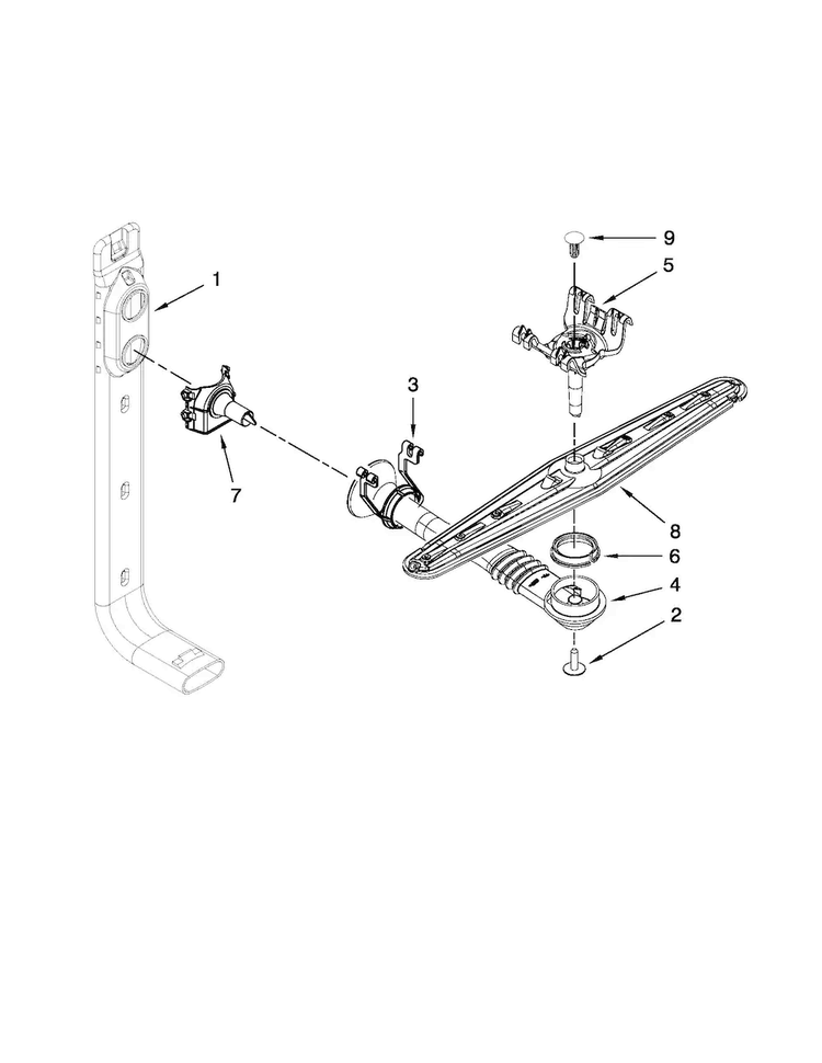 Upper Wash And Rinse Parts Diagram and Parts List for MDC4809PAW0  Maytag Dishwasher