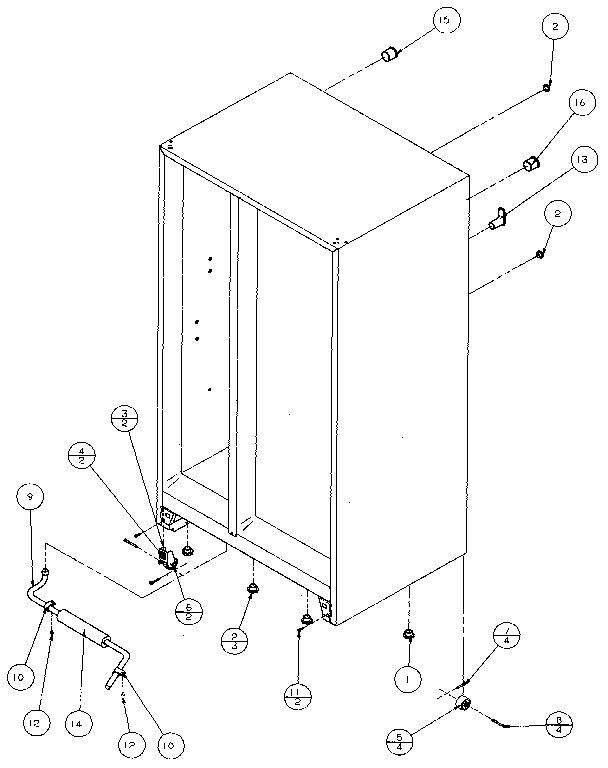 Rollers And Back Unit Diagram and Parts List for 36048-P1122102W  Amana Refrigerator