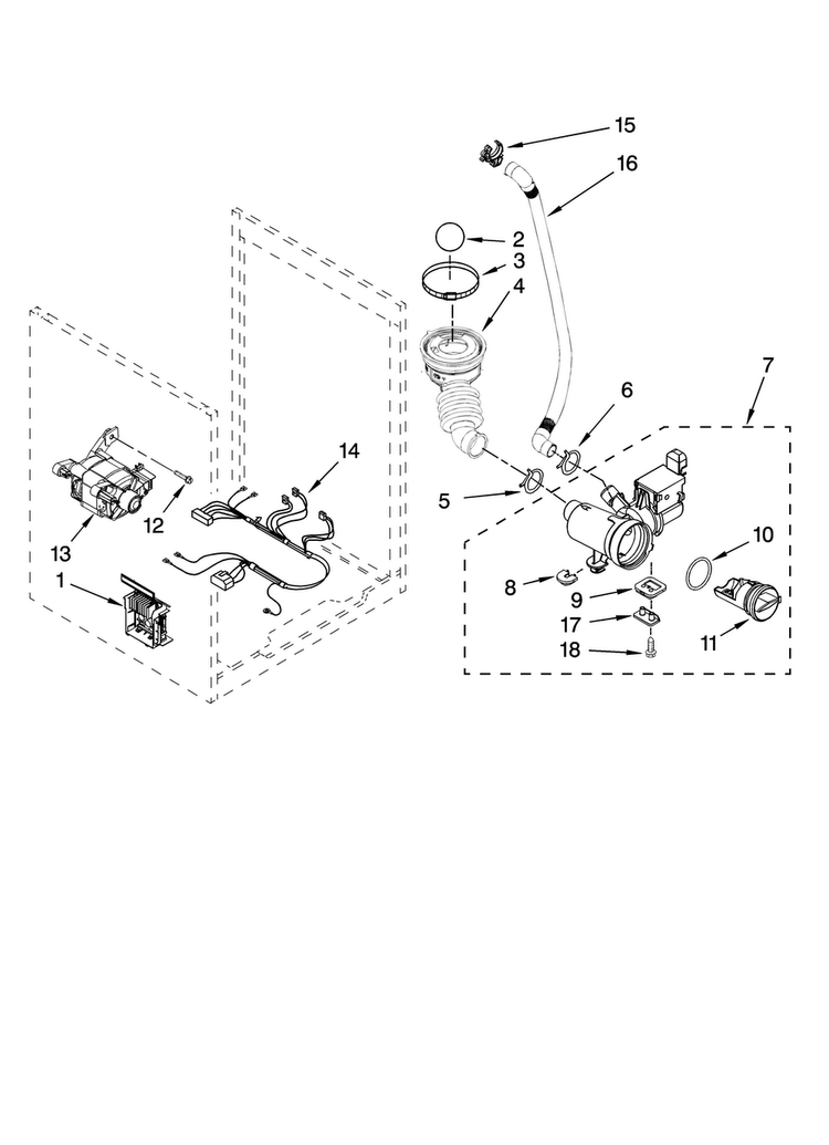 Pump And Motor Parts, Optional Parts Diagram and Parts List for MHWE500VW01  Maytag Washer