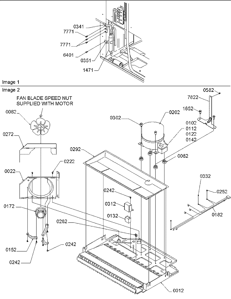 Machine Compartment Diagram and Parts List for TR25V2E P1316102W E Amana Refrigerator