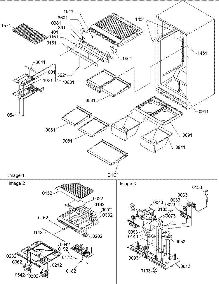 Interior Cabinet & Drain Block Assy Diagram and Parts List for TC18VW P1315707W W Amana Refrigerator