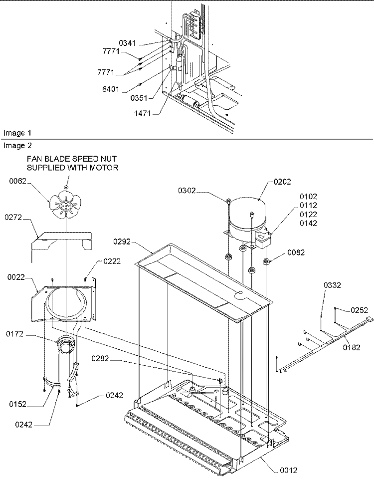 Machine Compartment Diagram and Parts List for TX19V2E P1306303W E Amana Refrigerator