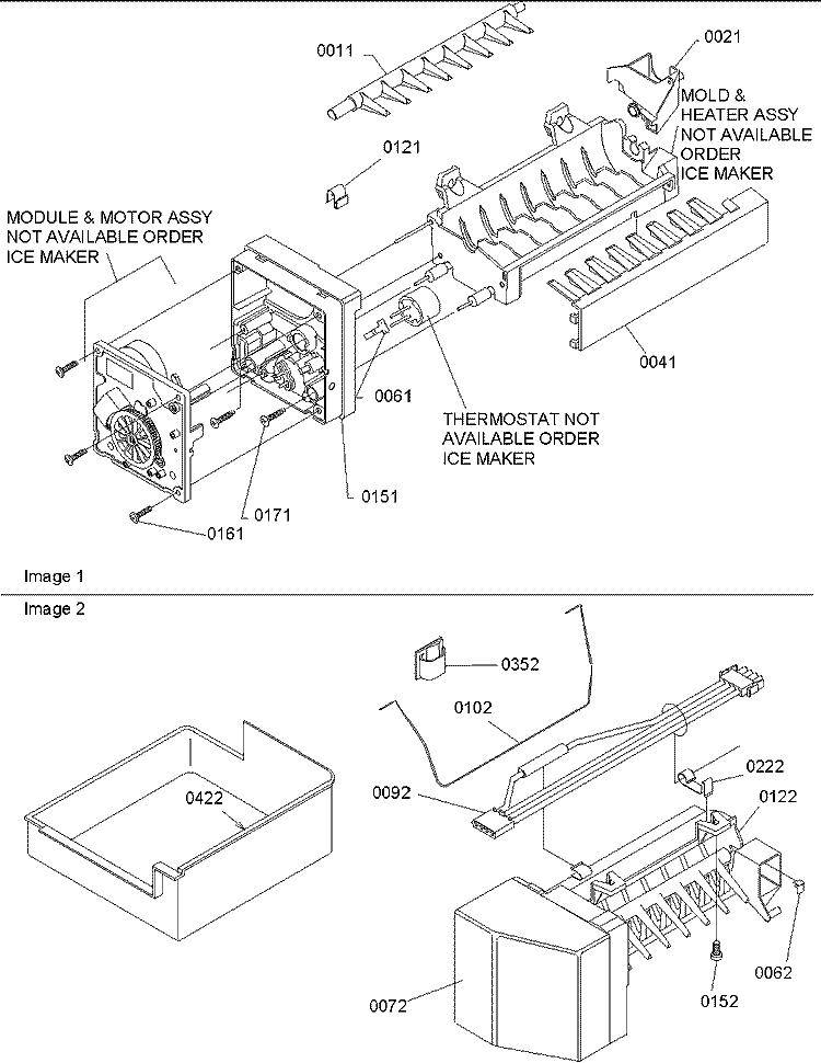 Ice Maker Assy Parts Diagram and Parts List for TX19V2E P1306303W E Amana Refrigerator