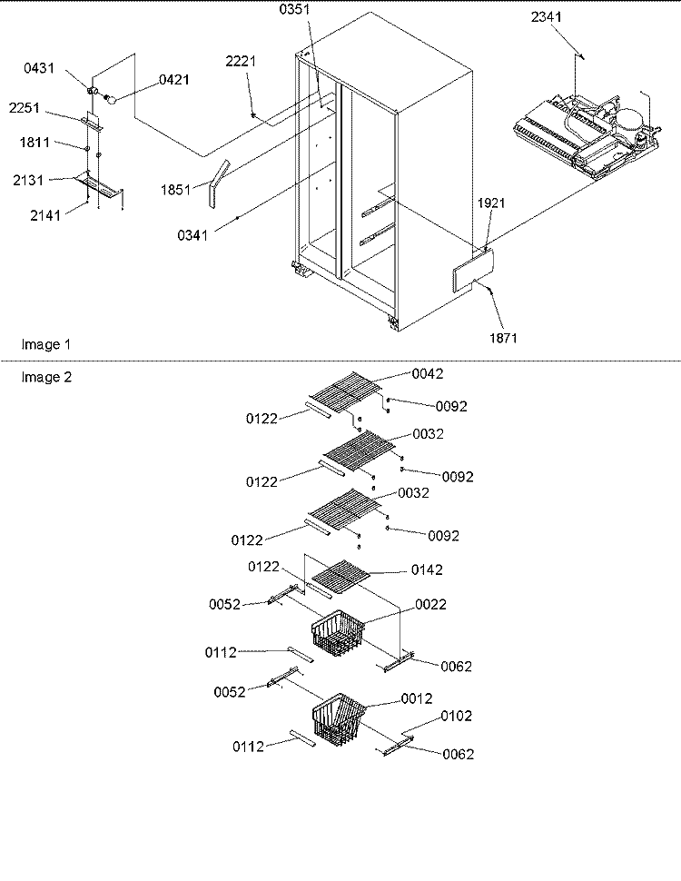 Freezer Shelves and Lights Diagram and Parts List for SB21VPSE P1315603W E Amana Refrigerator