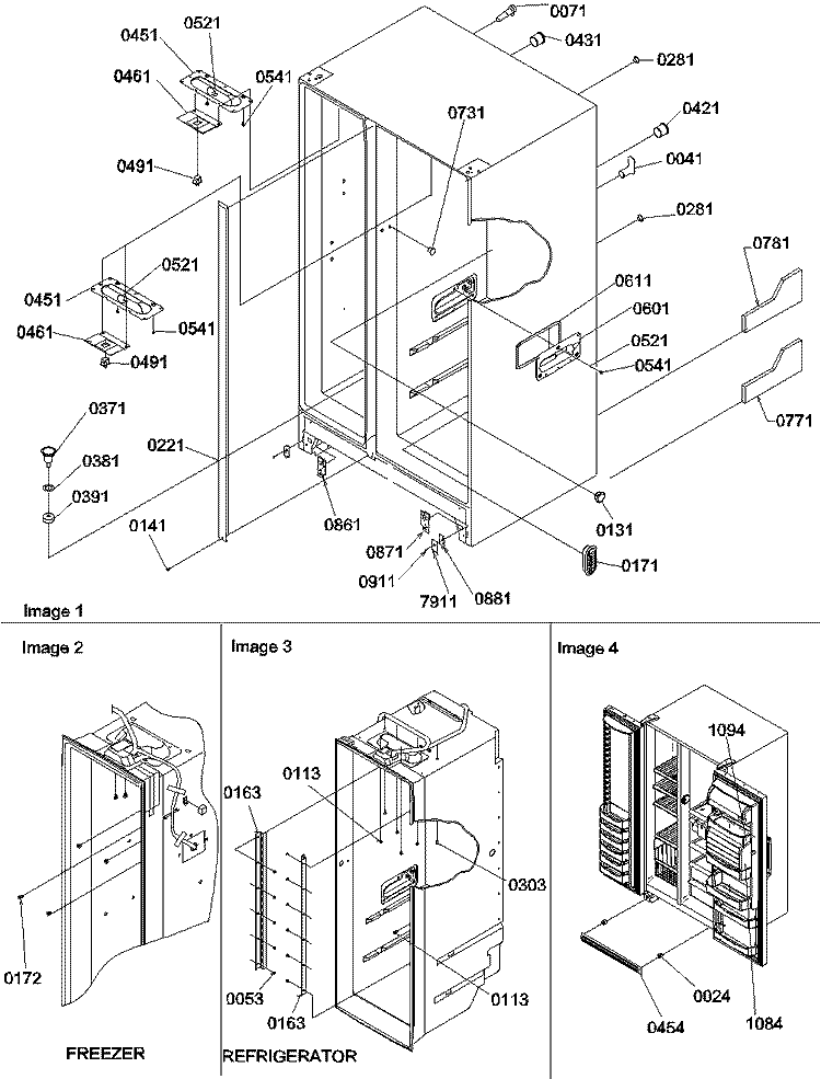 Cabinet Parts Diagram and Parts List for SB21VPSE P1315603W E Amana Refrigerator