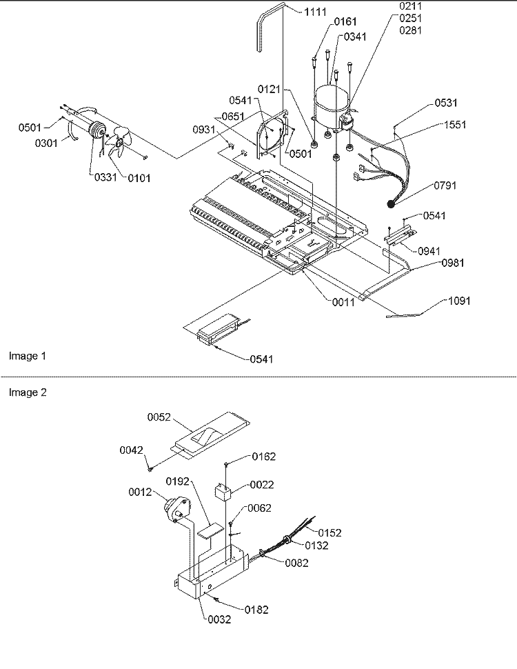 Machine Compartment and H.V. Box Assy. Diagram and Parts List for SB21VPSE P1315603W E Amana Refrigerator