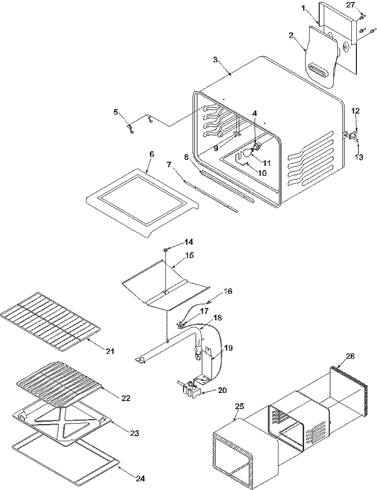 Cavity Diagram and Parts List for ARG3600WW P1143372NWW Amana Range