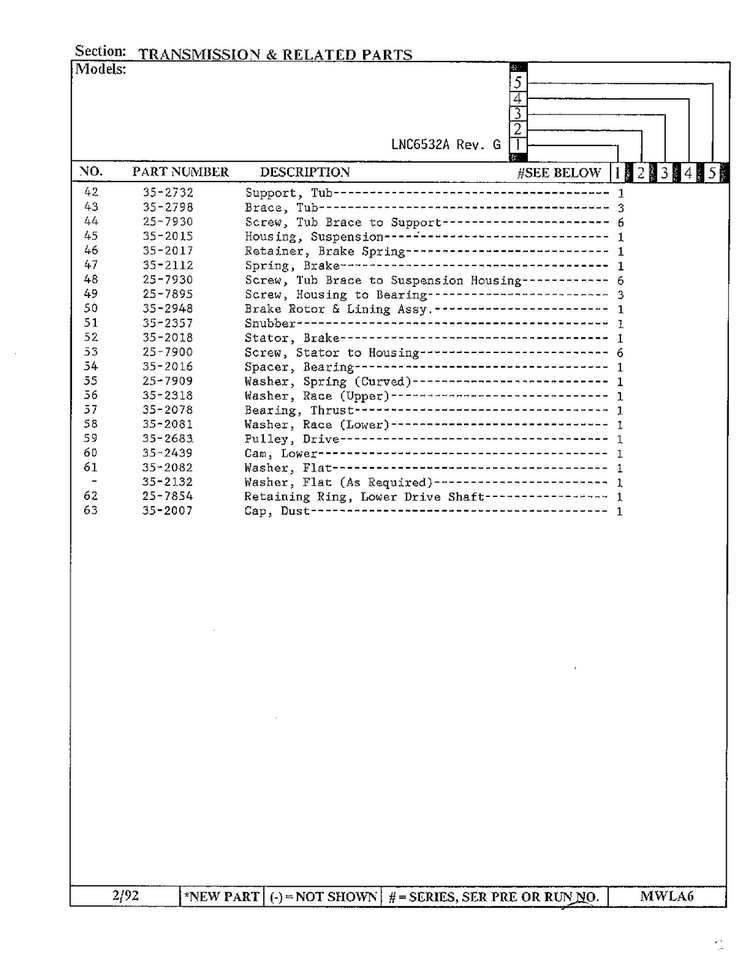 Transmission And Related Parts Page 3 Diagram and Parts List for 6532A REV G Norge Washer