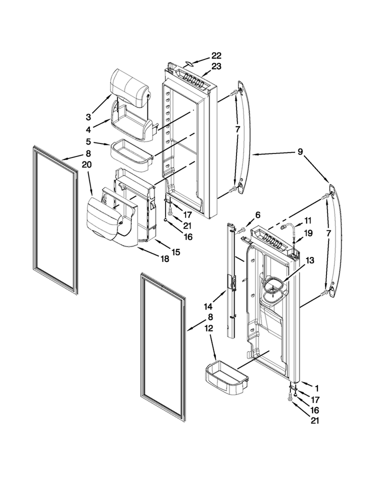 Refrigerator Door Parts Diagram and Parts List for MFI2269VEB7  Maytag Refrigerator
