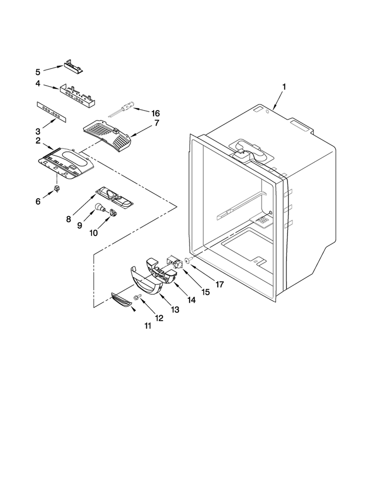 Refrigerator Liner Parts Diagram and Parts List for MBF2556KEQ3  Maytag Refrigerator