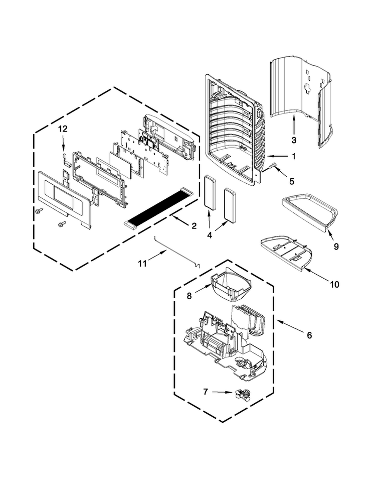 Dispenser Front Parts Diagram and Parts List for 5MFX257AA001  Maytag Refrigerator