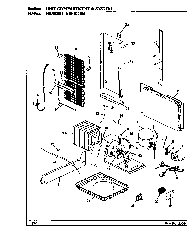 Unit Compartment & System Diagram and Parts List for HRNS2015 BP04C Maytag Refrigerator