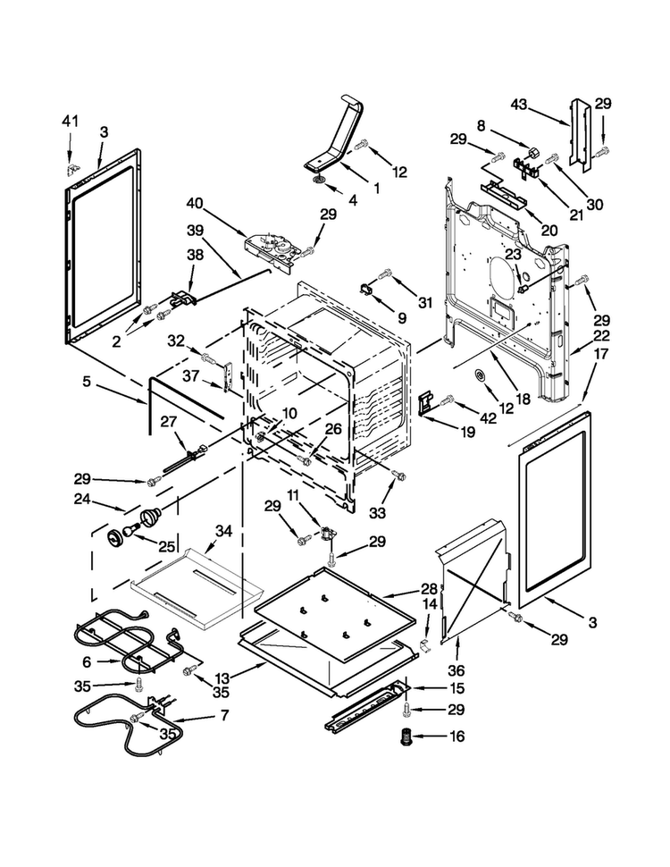 Chassis Parts Diagram and Parts List for MER7664XB0  Maytag Range