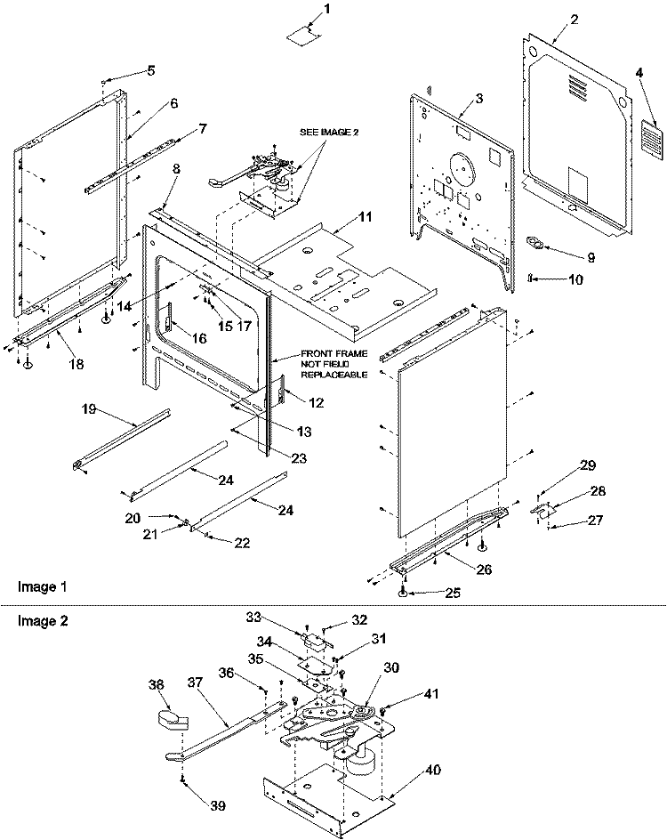Cabinet Diagram and Parts List for ART6001L P1143450N L Amana Range
