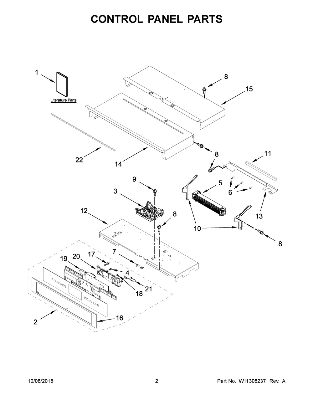 Control Panel Parts Diagram and Parts List for JJW2827DS03  Maytag Wall Oven