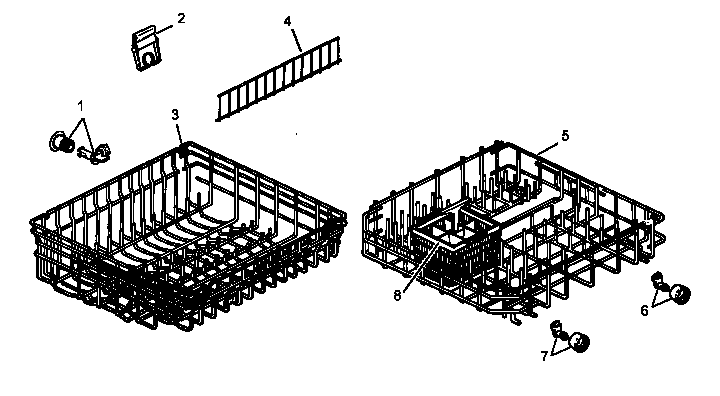Rack Assembly Diagram and Parts List for ADU3000C-P1188327W  Amana Dishwasher